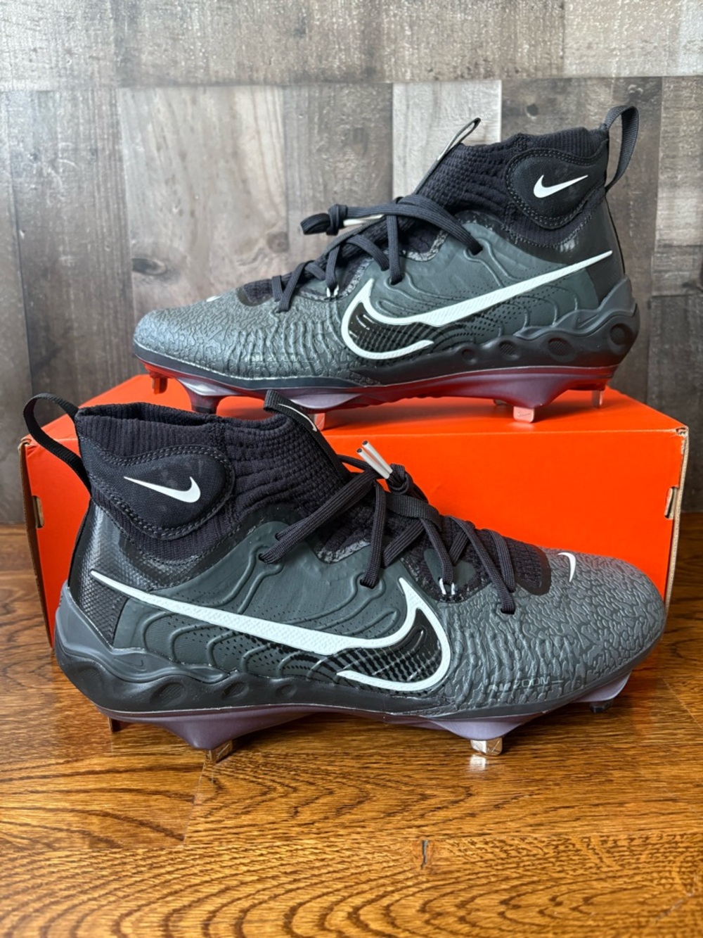Nike Alpha Huarache NXT Black Metal Baseball Cleats DJ6517-010 Men's Size